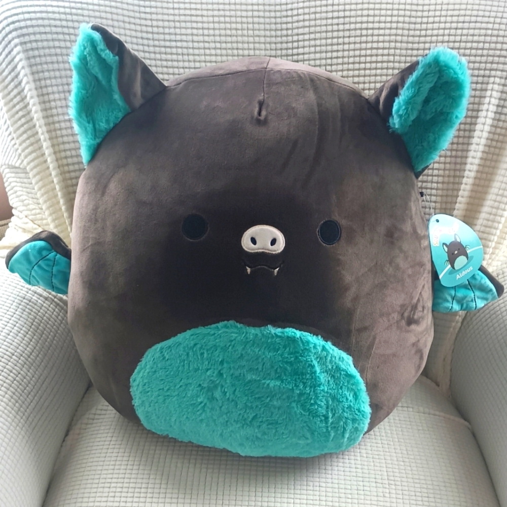 NWT Squishmallows Original 16 inch Aldous the Teal Blue Grey Black Fruit Bat